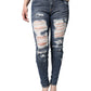 Dolce & Gabbana Blue Cotton Stretch Tattered Skinny Jeans