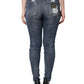 Dolce & Gabbana Blue Cotton Stretch Tattered Skinny Jeans