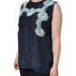 Dolce & Gabbana Blue Floral Lace Silk Sleeveless Tank Top