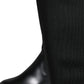 Dolce & Gabbana Black White Polyester Socks High Boots Shoes