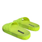 Dolce & Gabbana Green Rubber Slides Sandals Beachwear Shoes