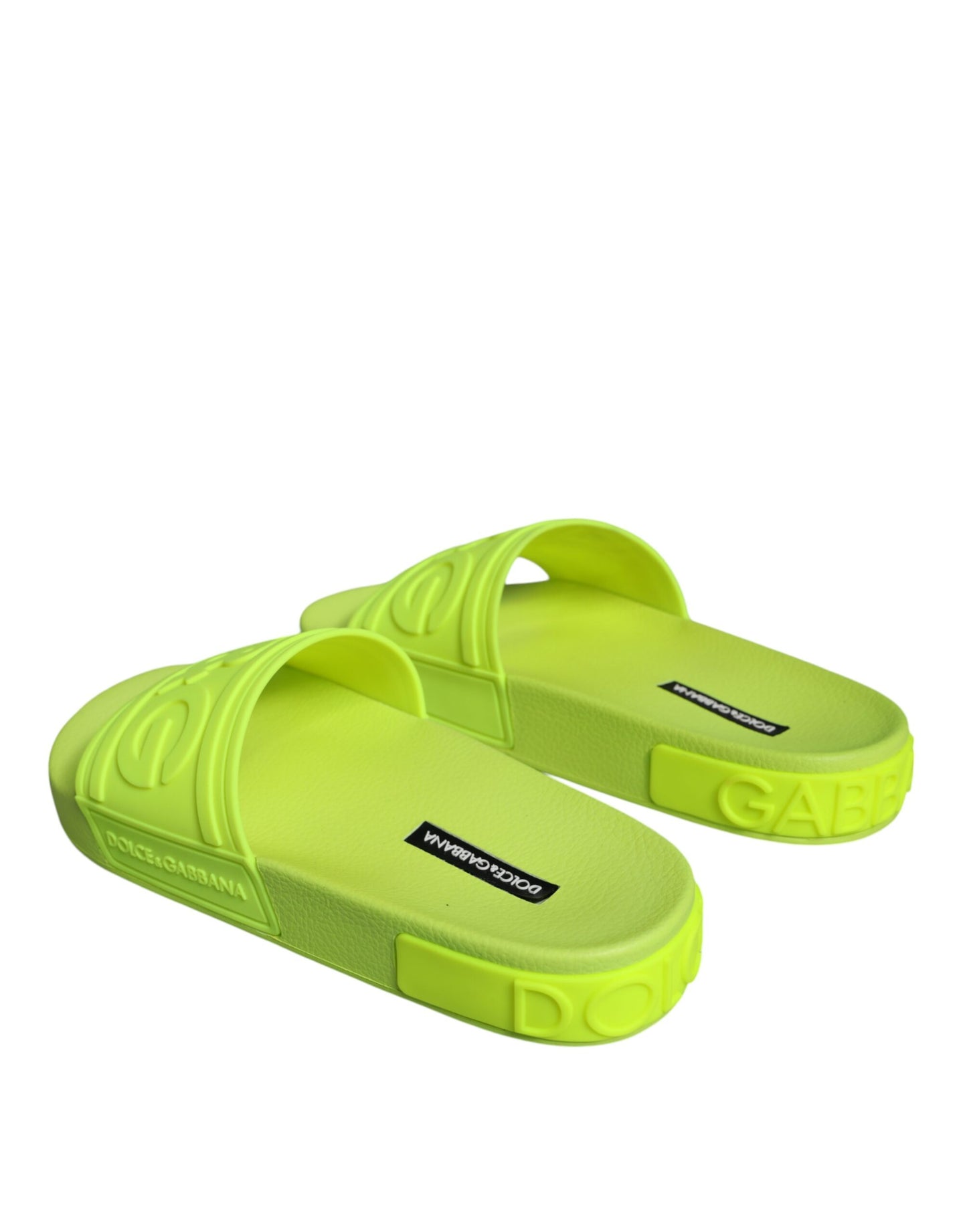 Dolce & Gabbana Green Rubber Slides Sandals Beachwear Shoes