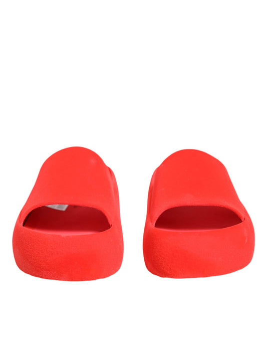 Dolce & Gabbana Red Rubber Slides Sandals Beachwear Shoes