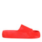 Dolce & Gabbana Red Rubber Slides Sandals Beachwear Shoes