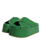 Dolce & Gabbana Green Leather Wedge Slides Sandals Shoes