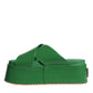 Dolce & Gabbana Green Leather Wedge Slides Sandals Shoes