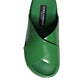 Dolce & Gabbana Green Leather Wedge Slides Sandals Shoes