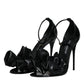 Dolce & Gabbana Black Leather Ankle Strap Heel Sandals Shoes