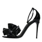 Dolce & Gabbana Black Leather Ankle Strap Heel Sandals Shoes