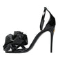 Dolce & Gabbana Black Leather Ankle Strap Heel Sandals Shoes