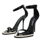 Dolce & Gabbana Black Keira Leather Faux Pearl Sandals Heels Shoes