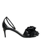 Dolce & Gabbana Black Leather Ankle Strap Heel Sandals Shoes