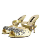 Dolce & Gabbana Yellow Crystal Slides Heels Sandals Shoes