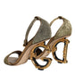 Dolce & Gabbana Gold Lurex Ankle Strap Heel Sandals Shoes