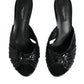 Dolce & Gabbana Black Leather Heels Slides Sandals Shoes