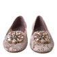 Dolce & Gabbana Pink Lace Crystal Ballet Flats Loafers Shoes