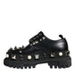 Dolce & Gabbana Black Leather Embellished Derby Formal Shoes