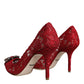 Dolce & Gabbana Red Taormina Lace Crystal Heels Pumps Shoes