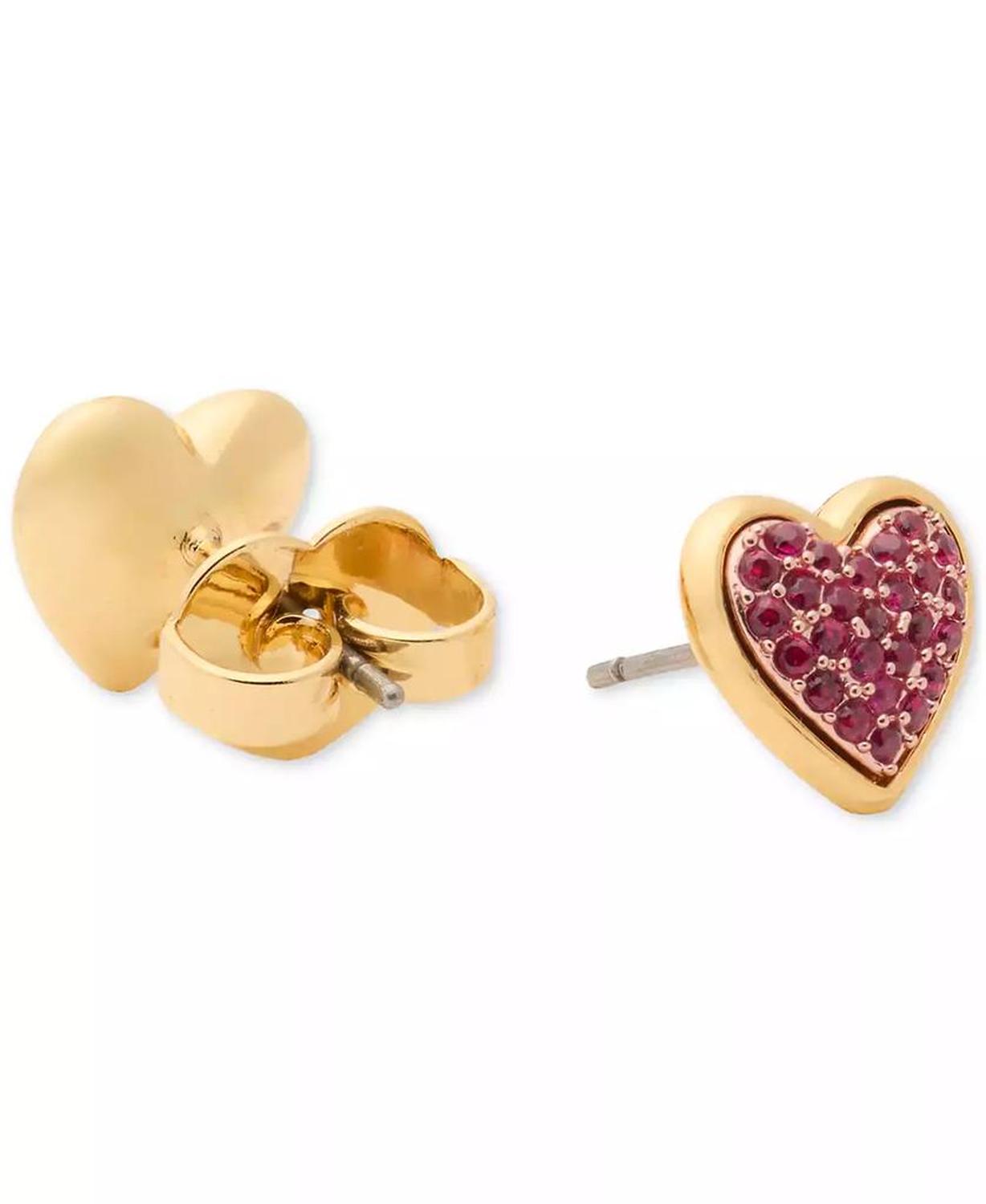 Cubic Zirconia Pavé Heart Stud Earrings