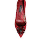 Dolce & Gabbana Red Taormina Lace Crystal Heels Pumps Shoes