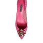 Dolce & Gabbana Pink Taormina Lace Crystal Heels Pumps Shoes