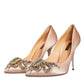 Dolce & Gabbana Beige Satin Crystal High Heels Pumps Shoes