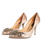 Dolce & Gabbana Beige Satin Crystal High Heels Pumps Shoes