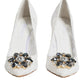 Dolce & Gabbana White Taormina Lace Crystal Heels Pumps Shoes