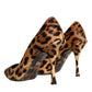 Dolce & Gabbana Brown Leopard Calf Hair Heels Pumps Shoes