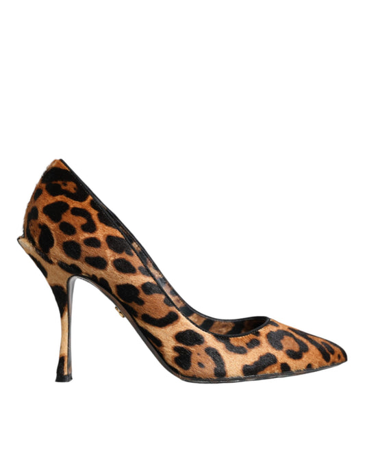 Dolce & Gabbana Brown Leopard Calf Hair Heels Pumps Shoes