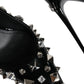 Dolce & Gabbana Black Leather Crystal Stud Slingback Shoes