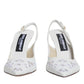 Dolce & Gabbana White Leather Stiletto Heels Slingback Shoes