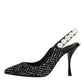 Dolce & Gabbana White Black Chevron Faux Pearl Slingback Shoes