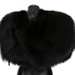 Dolce & Gabbana Elegant Black Silver Fox Fur Wrap Scarf