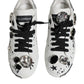 Dolce & Gabbana White Crystal Portofino Low Top Sneaker Shoes