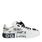 Dolce & Gabbana White Crystal Portofino Low Top Sneaker Shoes