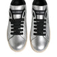 Dolce & Gabbana Silver Calf Leather Portofino Sneakers Shoes