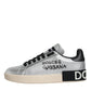 Dolce & Gabbana Silver Calf Leather Portofino Sneakers Shoes