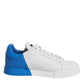 Dolce & Gabbana White Blue Portofino Low Top Sneakers Shoes