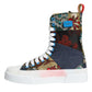 Dolce & Gabbana Multicolor Patchwork Logo High Top Sneakers Shoes