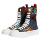 Dolce & Gabbana Multicolor Patchwork Logo High Top Sneakers Shoes