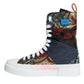 Dolce & Gabbana Multicolor Patchwork Logo High Top Sneakers Shoes