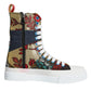 Dolce & Gabbana Multicolor Patchwork Logo High Top Sneakers Shoes