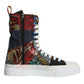 Dolce & Gabbana Multicolor Patchwork Logo High Top Sneakers Shoes