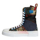 Dolce & Gabbana Multicolor Patchwork Logo High Top Sneakers Shoes