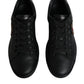 Dolce & Gabbana Black Leather Heart Embellished Sneakers Shoes