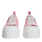 Dolce & Gabbana Pink White Canvas Logo Low Top Sneakers Shoes