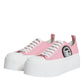 Dolce & Gabbana Pink White Canvas Logo Low Top Sneakers Shoes