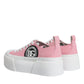 Dolce & Gabbana Pink White Canvas Logo Low Top Sneakers Shoes