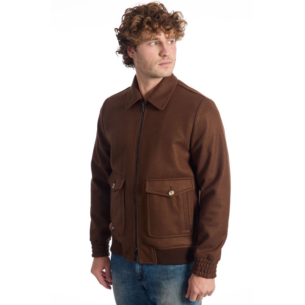 Roberto Pepe Luxury Brown Wool Jacket